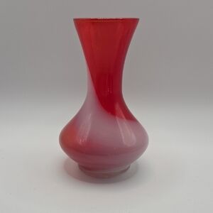 Japanese Red Glass Vase. MCM RETRO